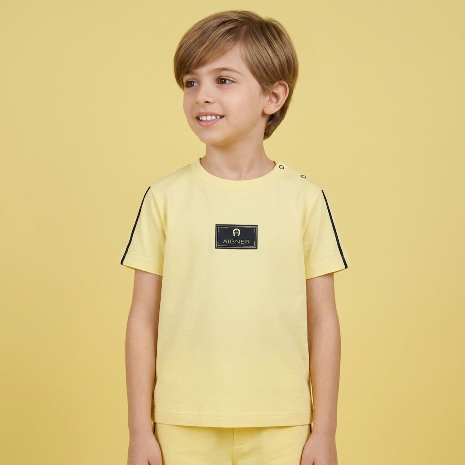 Younger Boys Yellow Logo T-Shirt, 2, hi-res