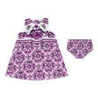 Baby Girls White & Purple Majolica Dress Set, 1, hi-res