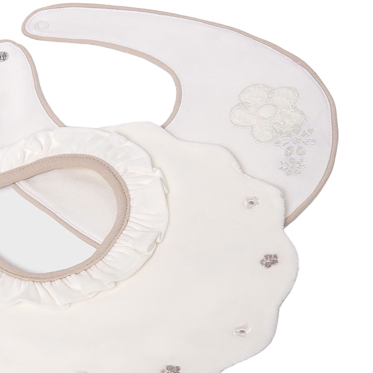 Baby Girls Ivory & Beige Bibs ( 2-Pack ) , 2, hi-res image number null
