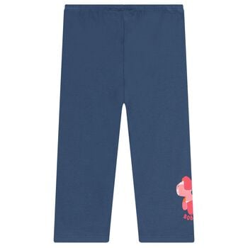 Girls Blue Flower Leggings