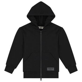 Black UAE Graphic Logo Hooded Zip Up Top