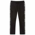 Boys Black Logo Trousers, 1, hi-res