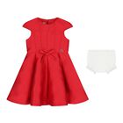 Baby Girls Red Satin Jacquard Logo Dress Set, 1, hi-res