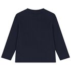 Boys Navy Blue Dog Long Sleeve Top, 1, hi-res