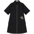 Girls Black Logo Zip-Up Dress, 1, hi-res