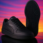 Black Logo Leather Trainers, 1, hi-res