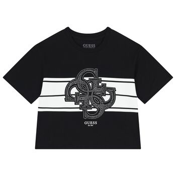Girls Black Embellished Logo T-Shirt