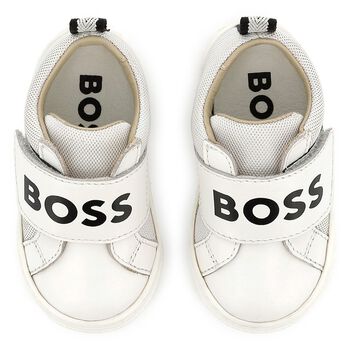 Boys White Logo Trainers