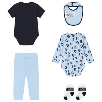 Baby Boys Navy Blue & Blue Logo Gift Set