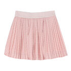 Girls Pink Logo Pleated Skirt, 1, hi-res