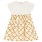 Girls Ivory & Beige Logo Dress, 1, hi-res