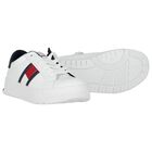 Boys White Logo Trainers, 1, hi-res