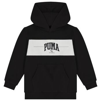 Boys Black & White Logo Hooded Top
