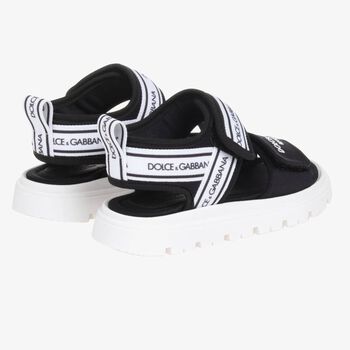 Black & White Younger Logo Velcro Sandals