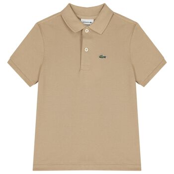 Boys Beige Logo Polo Shirt
