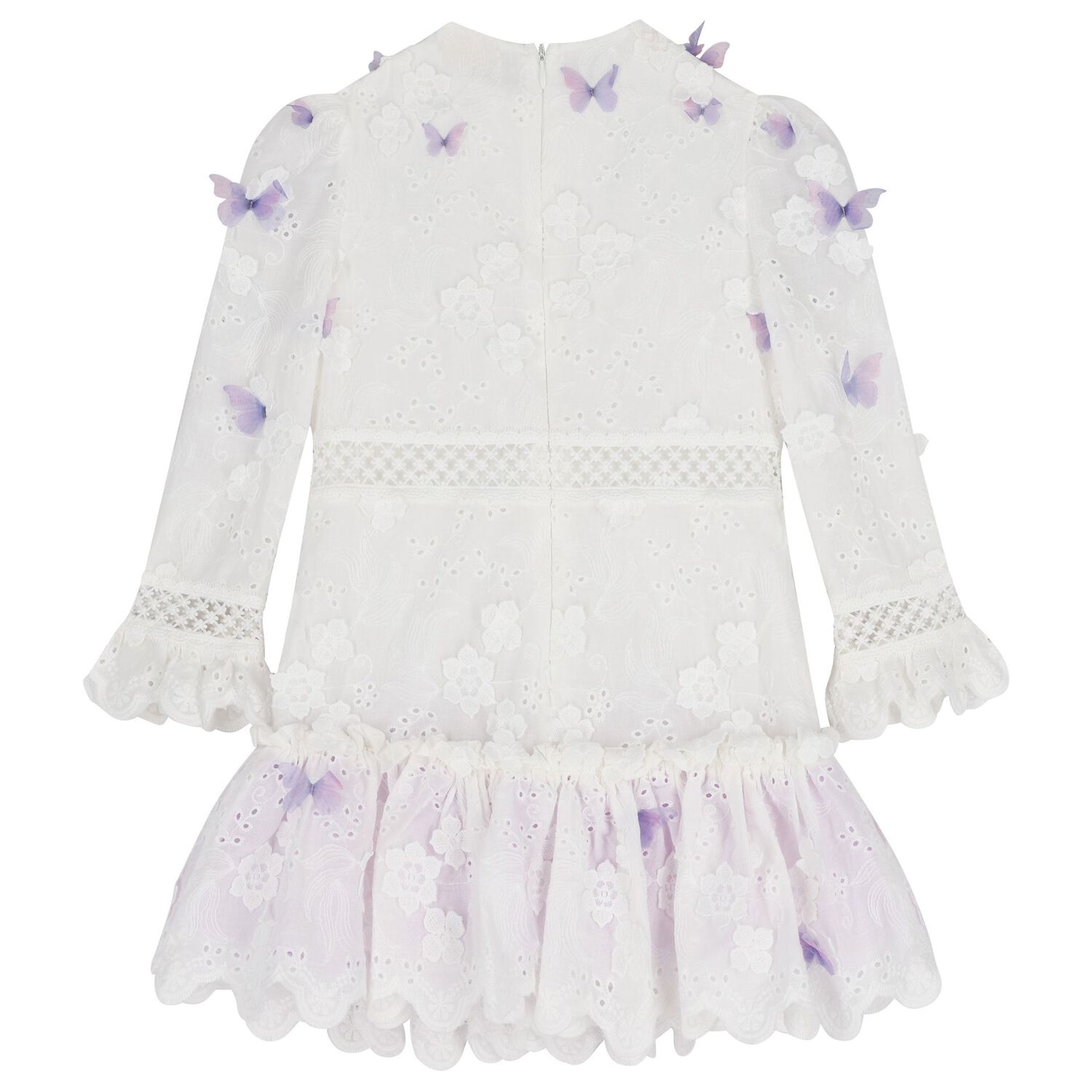 Girls White Floral Butterfly Dress, 1, hi-res image number null