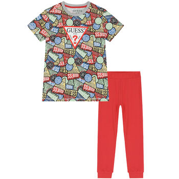 Boys Multi-Colored Logo Trousers Set