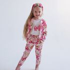 Girls Pink Bow Hooded Zip Up Top, 1, hi-res