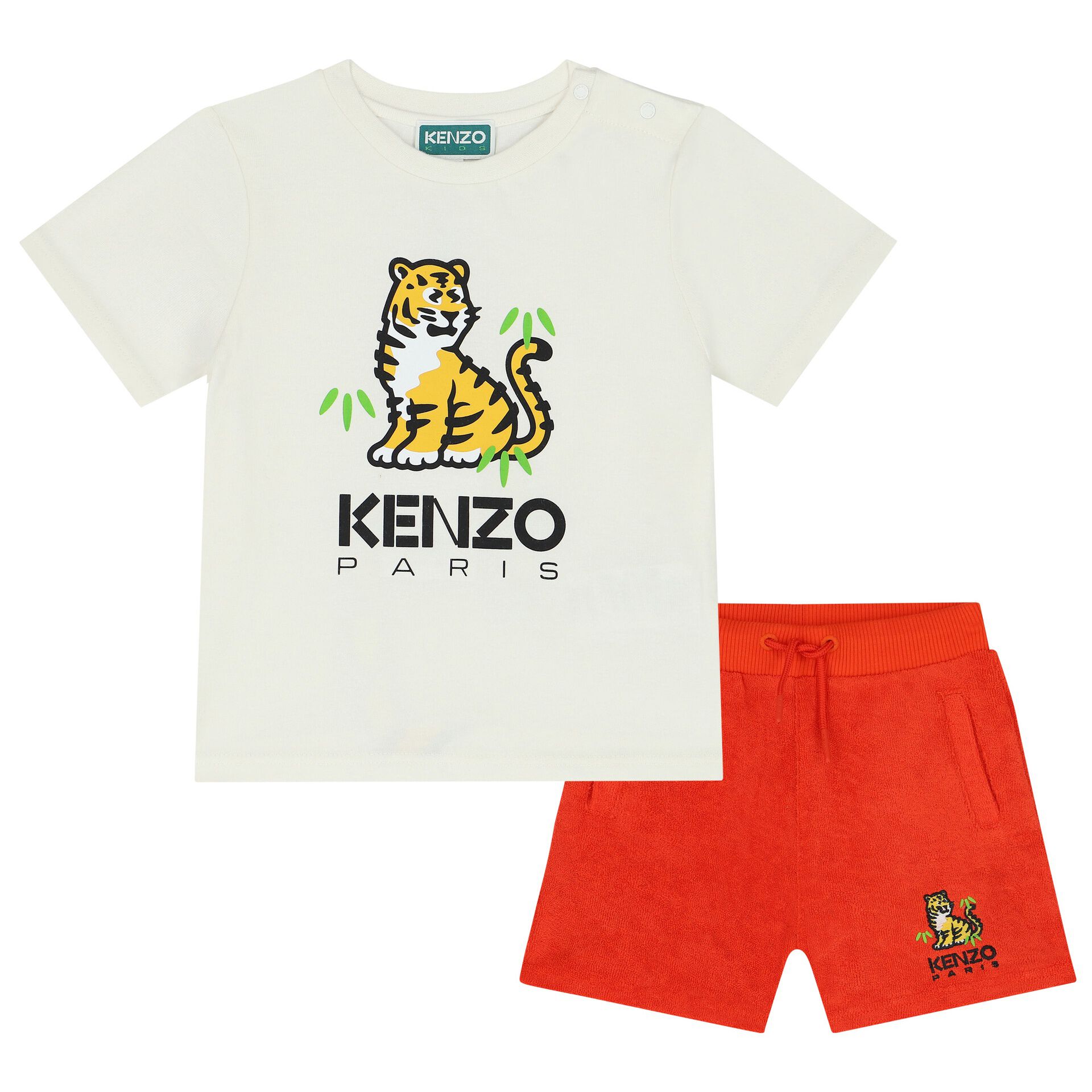 KENZO KIDS Younger Boys White Red Shorts Set Junior Couture UK