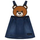 Younger Girls Pink & Blue Denim Teddy Bear Skirt Set, 1, hi-res