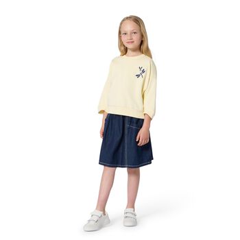 Girls Navy Blue Denim Logo Skirt