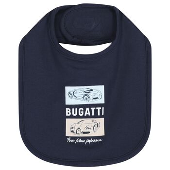 Baby Boys Navy Blue Logo Bib