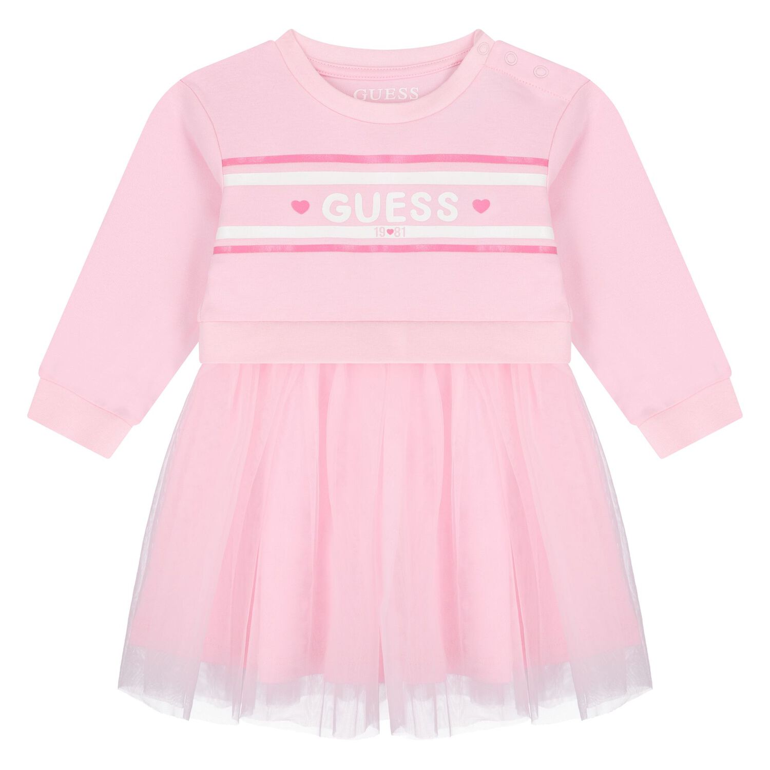 Baby Girls Pink Logo Tulle Dress Set, 1, hi-res