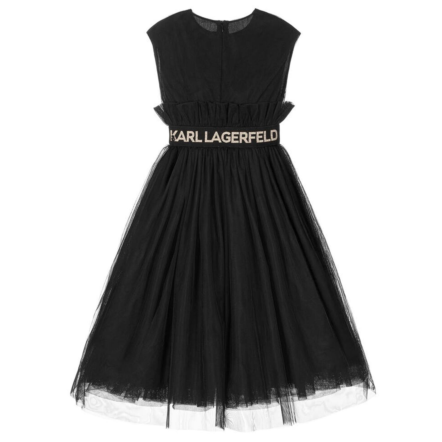 Girls Black Logo Tulle Dress, 1, hi-res image number null