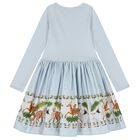 Girls Blue Pleated Dress, 1, hi-res