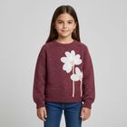 Girls Burgundy Flower Jumper, 1, hi-res