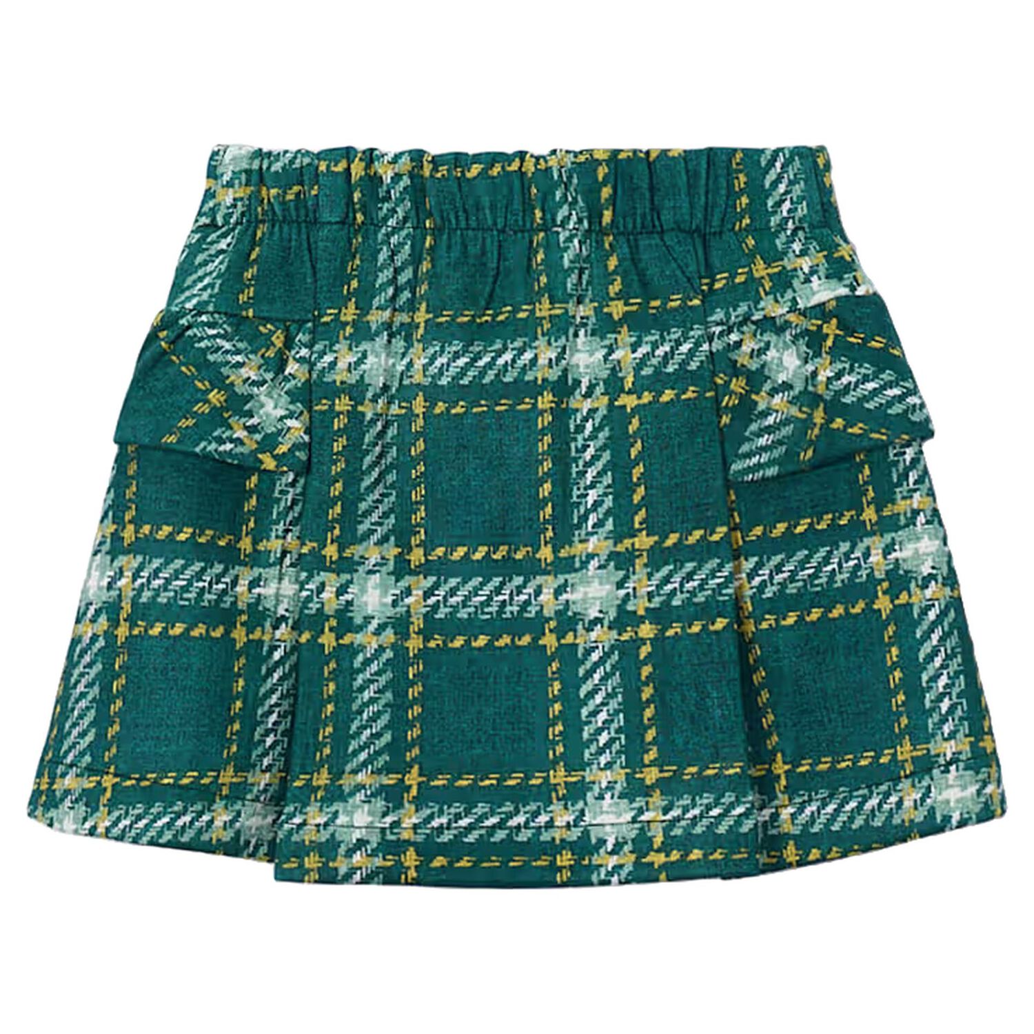 Girls Green Plaid Skirt, 1, hi-res