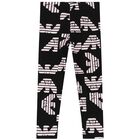 Girls Black & Pink Logo Leggings, 1, hi-res