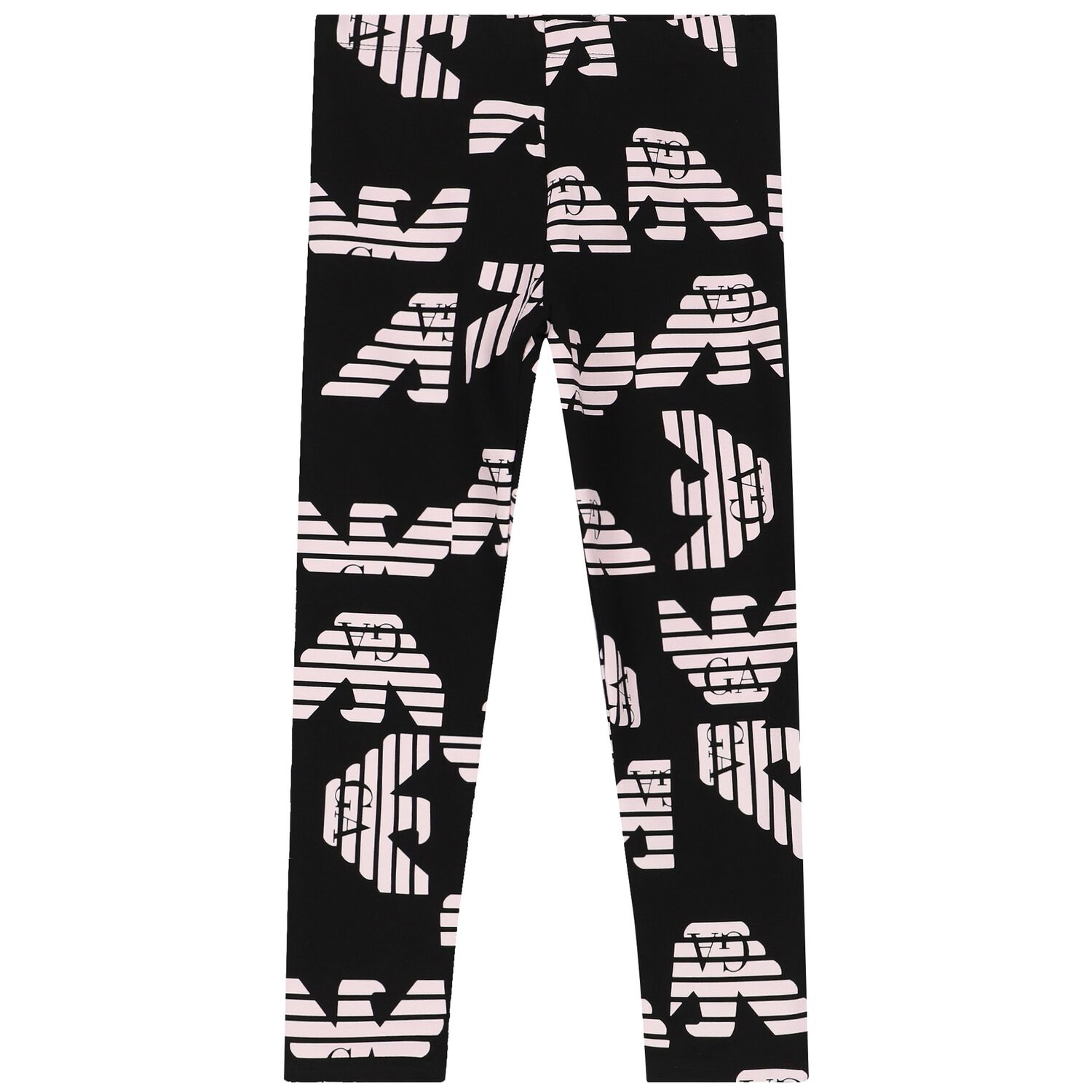 Girls Black & Pink Logo Leggings, 1, hi-res