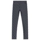 Girls Black & Grey Logo Leggings, 1, hi-res