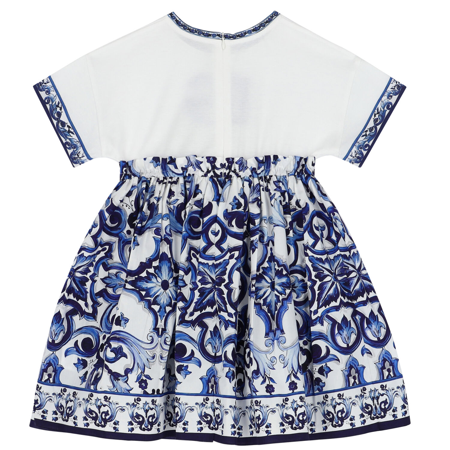 Girls Blue & White Majolica Dress, 1, hi-res