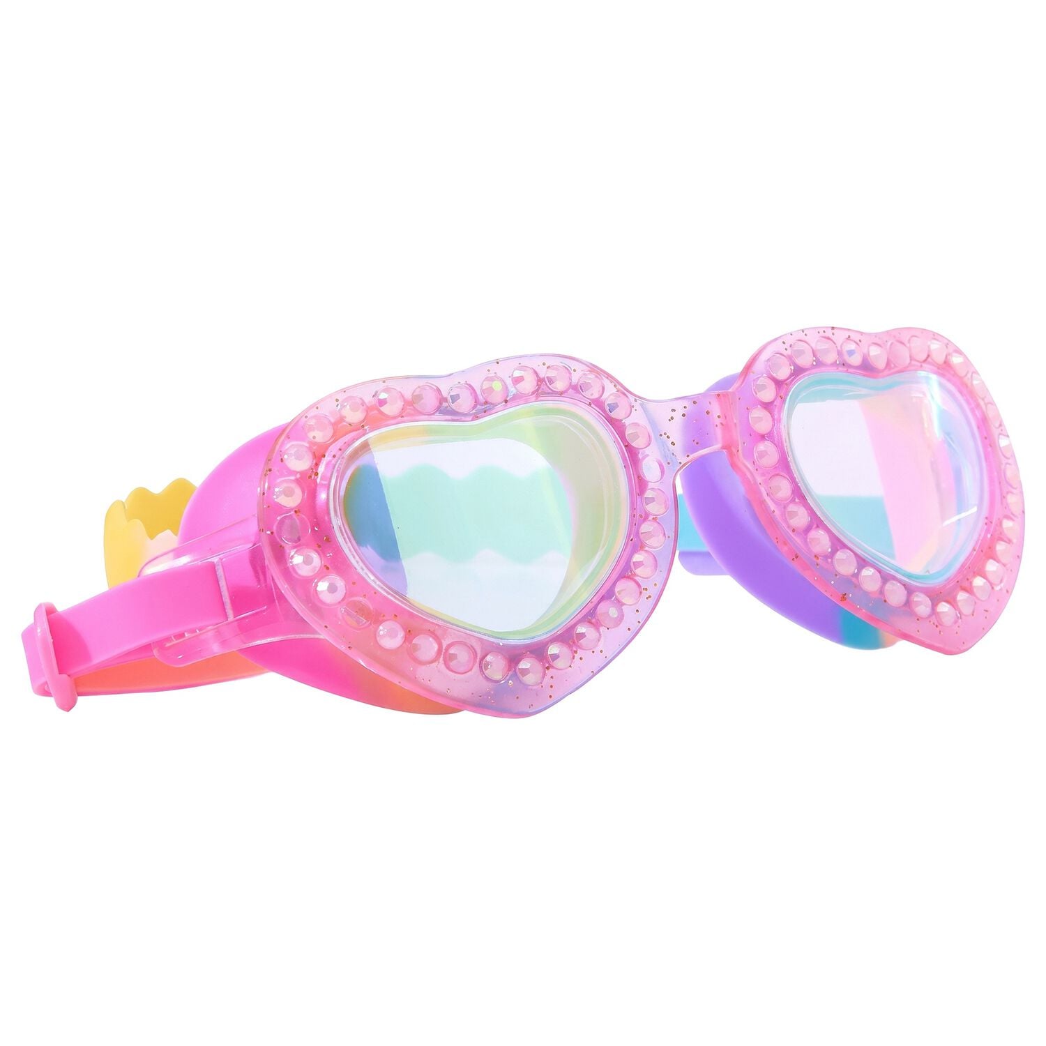 Girls Pink Heart Swimming Goggles, 1, hi-res