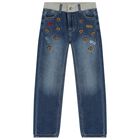 Boys Blue Logo Denim Jeans, 1, hi-res