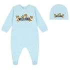 Blue Teddy Bear Logo Babygrow Gift Set, 1, hi-res