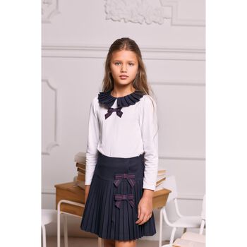 Girls Navy Blue Pleated Skirt