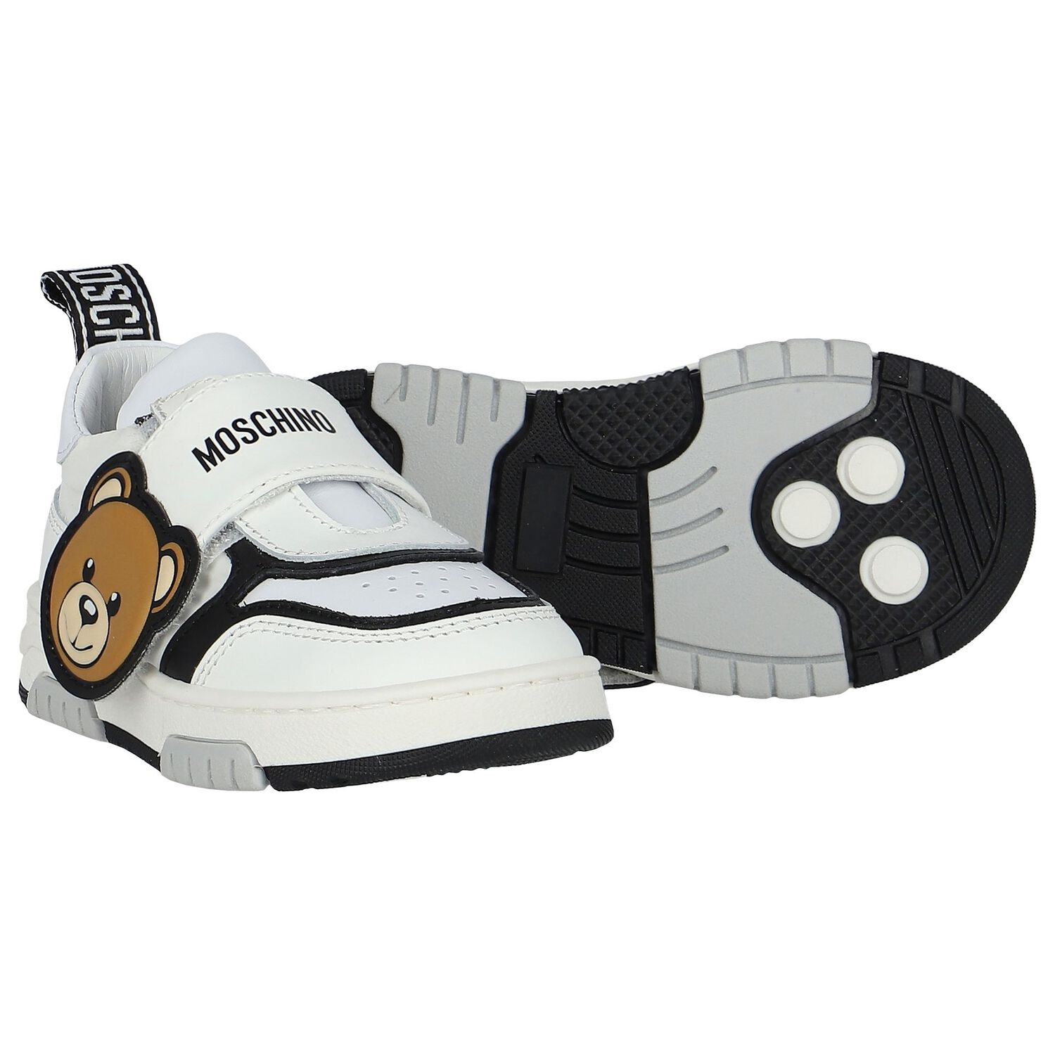 White Teddy Bear Logo Trainers, 1, hi-res