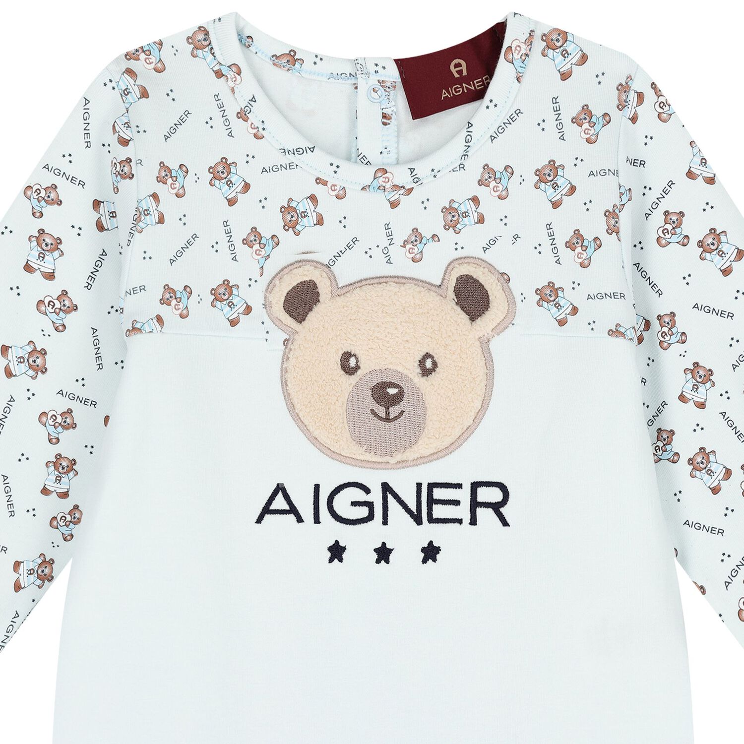 Baby Boys Blue Teddy Bear Logo Babygrow Set, 1, hi-res