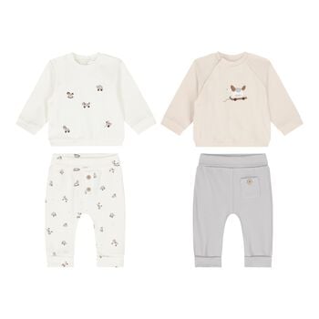 Baby Boys Ivory, Beige & Grey Tracksuits ( 2-Pack )