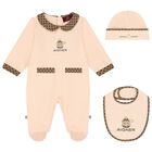 Baby Girls Pink Teddy Bear Logo Babygrow Set, 1, hi-res
