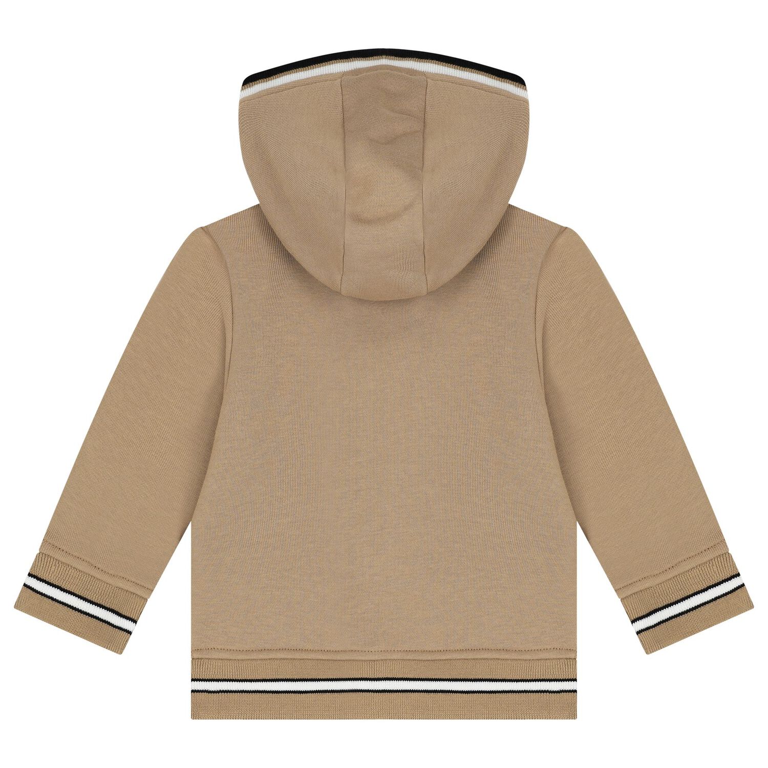 Younger Boys Beige Logo Hooded Zip Up Top, 2, hi-res