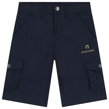 Boys Navy Blue Logo Shorts