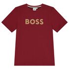 Boys Burgundy Logo T-Shirt, 3, hi-res