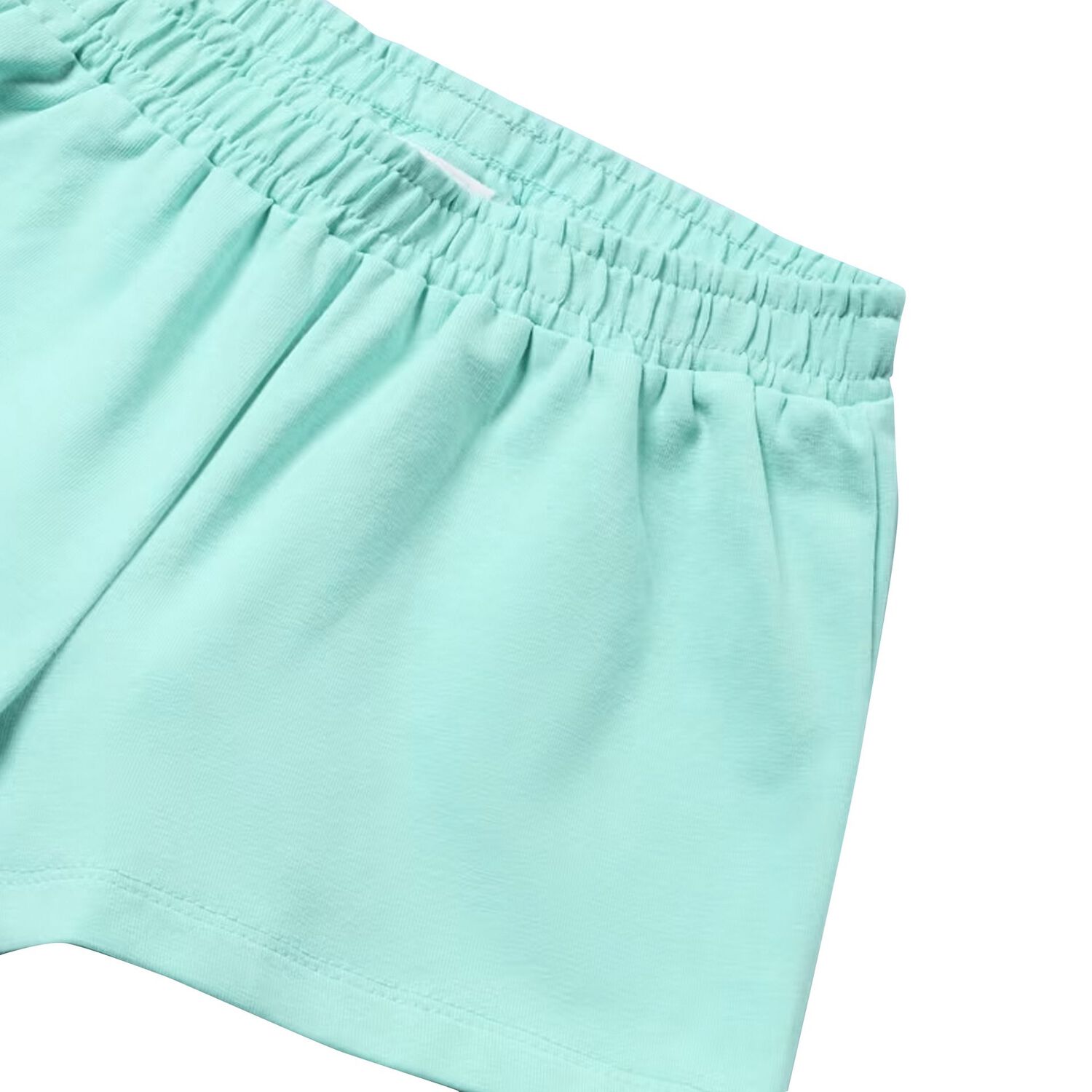 Younger Girls White & Aqua Shorts Set, 2, hi-res