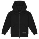 Black UAE Graphic Logo Hooded Zip Up Top, 1, hi-res