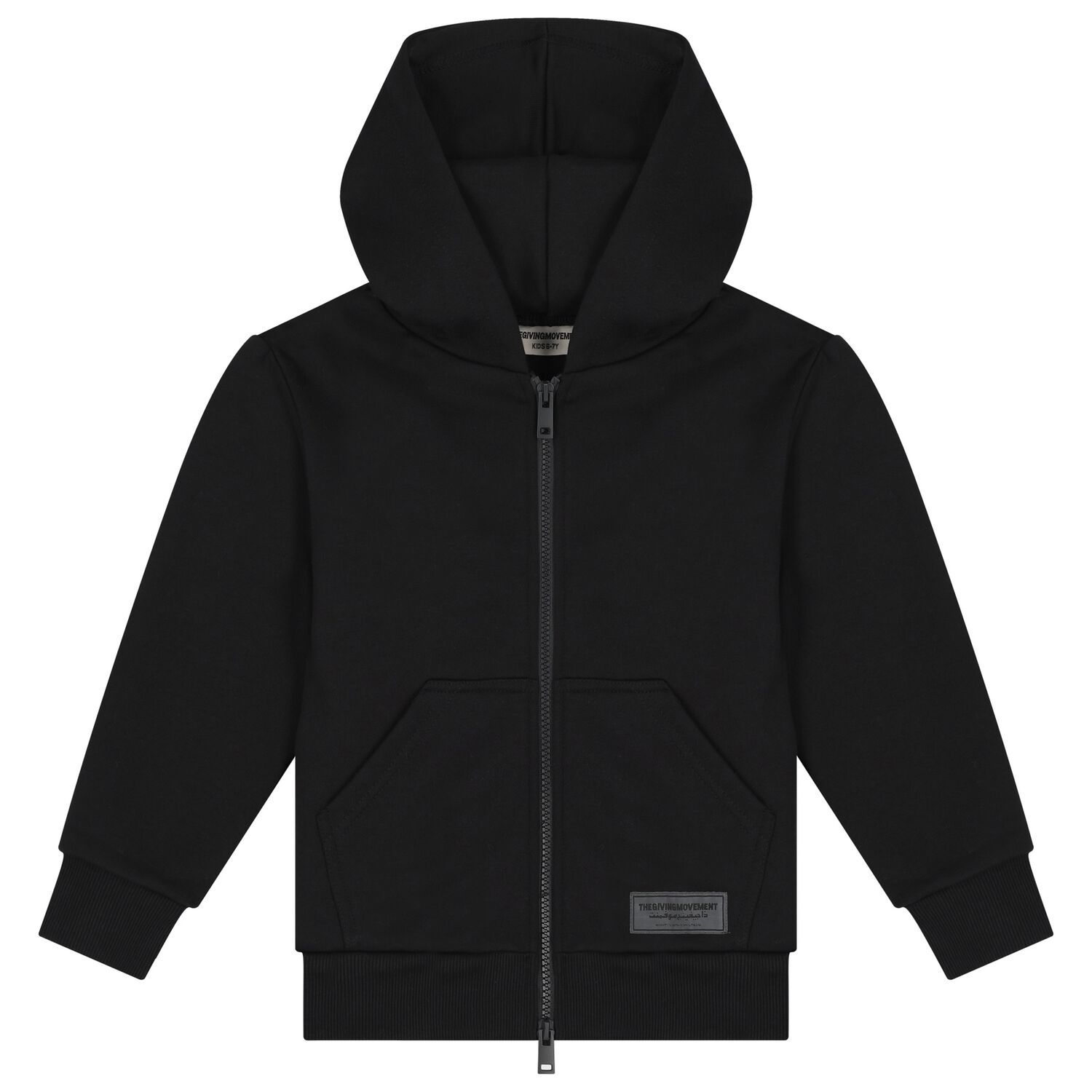 Black UAE Graphic Logo Hooded Zip Up Top, 1, hi-res