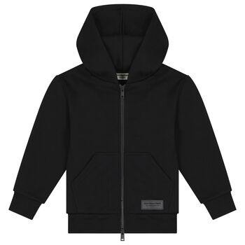 Black UAE Graphic Logo Hooded Zip Up Top